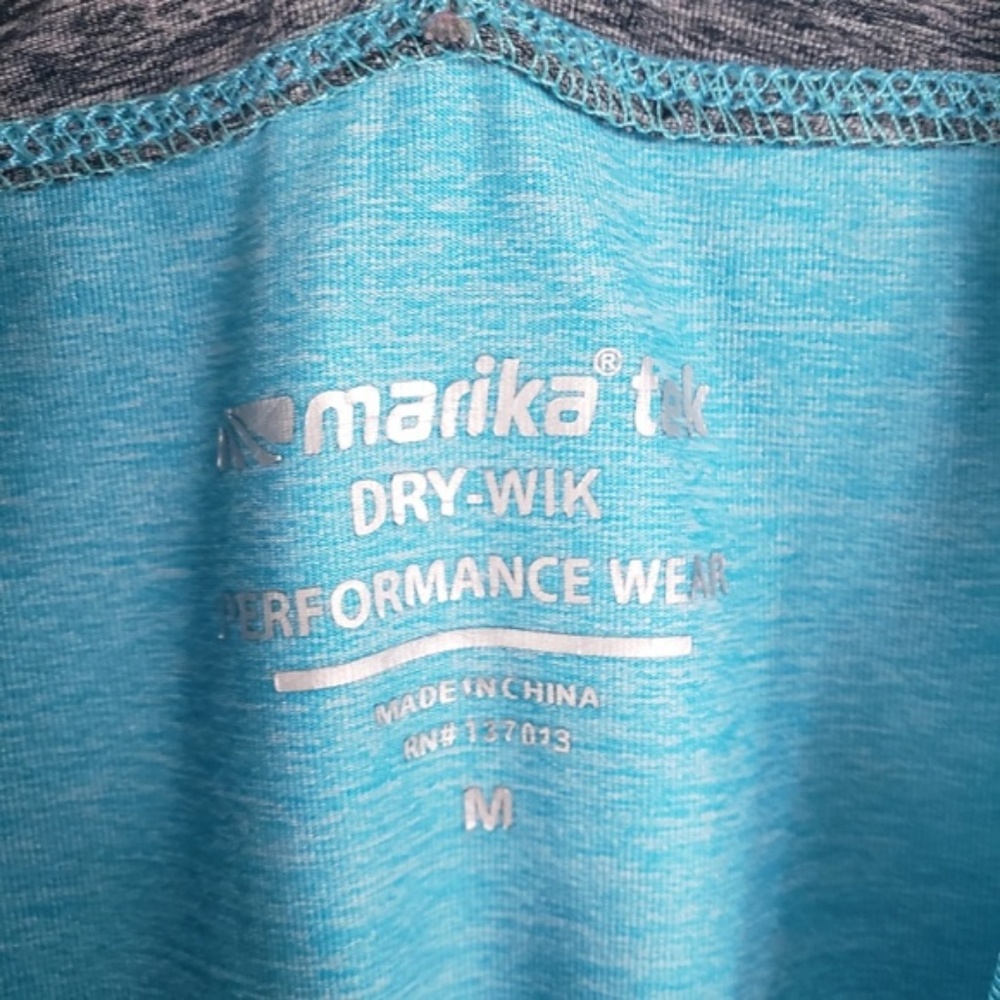 Marika Aqua Gray Drywik Long Sleeve Athletic Top - Picture 2 of 4
